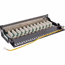 InLine Patch Panel Cat.6A, 12-porte, per guida DIN in server rack, nero