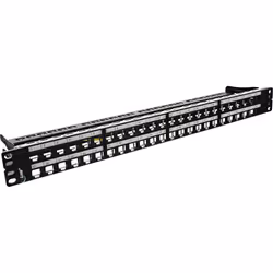 InLine Patch Panel 19" 1U 48-porte, per RJ45 Snap-In Keystone, nero, Cat5e, Cat6, Cat6a, Nero, Montaggio a rack, 1U