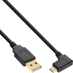 InLine Cavo USB 2.0 Micro, Am/ Micro B M, Angolato, dorato, nero, 1m