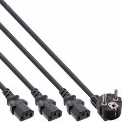 InLine Cavo alimentaz.Y Shu.cko 90°, 3x presa C13, nero, V1, 2m +1-2-3m, 5 m, CEE7/7, 3 x accoppiatore C13