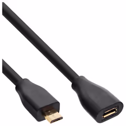InLine Cavo USB 2.0 Micro, Micro Bm/ F, prolunga, dorato, nero, 3m, 3 m, Micro-USB B, Micro-USB B, USB 2.0, Maschio/Femmina,  ...
