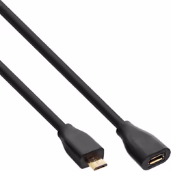 InLine Cavo USB 2.0 Micro, Micro Bm/ F, prolunga, dorato, nero, 5m, 5 m, Micro-USB B, Micro-USB B, USB 2.0, Maschio/Femmina, ...