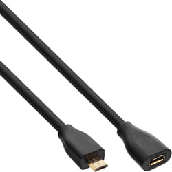 InLine Cavo USB 2.0 Micro, Micro Bm/ F, prolunga, dorato, nero, 5m