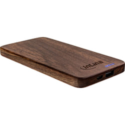 InLine woodplate USB x2 Power Bank, 5000mAh, corpo in puro legno di noce