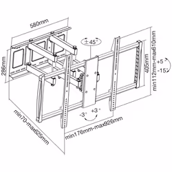 InLine Supporto parete, per TFT/LCD/LED/Plasma 152-254cm (60-100"),fino a 80kg - Vista aggiuntiva 2