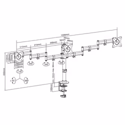 InLine Supporto da tavolo per 3x TFT/LCD/LED fino a 68cm (27"), fino a 3x8 kg