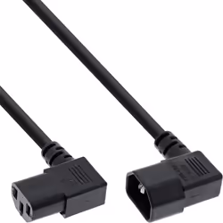 InLine Cavo alimentaz. prolunga IEC-320, spina C14 presa C13, 90° D, nero, 1m, 1 m, Accoppiatore C13, Accoppiatore C14