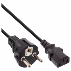 InLine Cavo alimentazione Spina Shucko diritto a Presa IEC-320-C13, 0,5m, nero, 0,5 m, Accoppiatore C13, CEE7/7