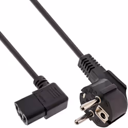 InLine Cavo alimentazione spina Shucko 90° presa C-13 90°S, nero, 3m, 3 m, CEE7/7, Accoppiatore C13