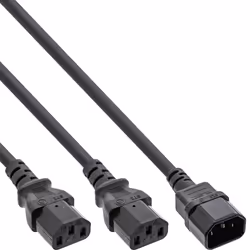 InLine Cavo alimentaz. prolunga Y IEC-320, spina C14 2x presa C13, nero, 1m, 1 m, Accoppiatore C14, 2 x Attacco C13