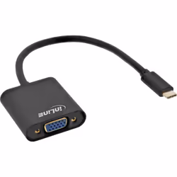InLine Convertitore Video USB-C maschio a VGA femmina, nero, 0,2 m, 0,2 m, USB tipo-C, VGA (D-Sub), Maschio, Femmina, Oro