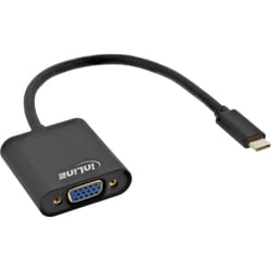 InLine Convertitore Video USB-C maschio a VGA femmina, nero, 0,2 m