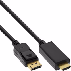 InLine Cavo DisplayPort M a HDMI M, 2m, con Audio, 4K/60Hz, DP1.2, nero, 2 m, HDMI tipo A (Standard), DisplayPort, Maschio, M ...