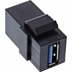 InLine USB 3.0 Keystone Snap-In Insert, USB-A F/F, angolato nero, USB 3.1 (Gen.1) A female, USB 3.0 A, Nero
