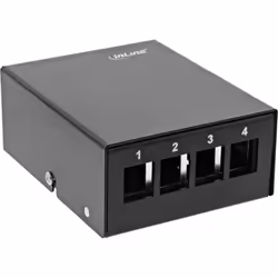 InLine , box 4x Keystone RJ45, metallo, nero RAL9005, Guida per DIN, RJ-45, Nero, SPCC