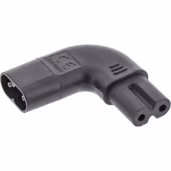 InLine , adattatore di rete IEC 60320 C8 / C7, angolato a sinistra/destra 2 poli, C8, C7, 2,5 A, Nero, Maschio/Femmina