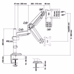 InLine da tavolo con elevatore, mobile, per monitor fino a 82cm (32"), max. 9kg