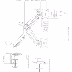 InLine da tavolo con elevatore e USB/Audio fino a max. 82cm 32" 9kg