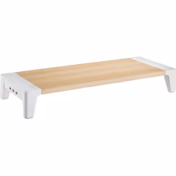InLine Monitor Podest+ con 2x USB 3.2 Gen1 e QC3, 80mm, max. 15kg, Libera installazione, 15 kg, Bianco, Legno