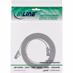 InLine Patch cable flat, U/FTP, Cat.6A, TPE senza alogeni, grigio, 0,5m