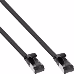 InLine Cavo Patch piatto,U/FTP, TPE Cat.8.1, senza alogeni, nero, 0,3m, 0,3 m, Cat8.1, U/FTP (STP), RJ-45, RJ-45, Nero