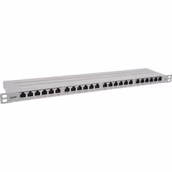 InLine 19" patch panel Cat.6A 0.5 U 24 vie, con protezione antipolvere, grigio, RJ45, Cat6a, Grigio, Montaggio a rack, 0.5U, ...