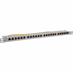 InLine 19" patch panel Cat.6A 0.5 U 24 vie, con protezione antipolvere, grigio
