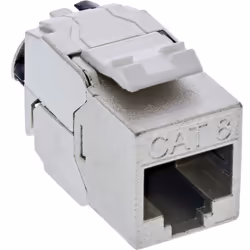 InLine Keystone RJ45 jack slim, SNAP-In, Cat.8.1, fascetta integrata, RJ45, Argento, Femmina/Femmina, Dritto, Cat8.1, 22/26