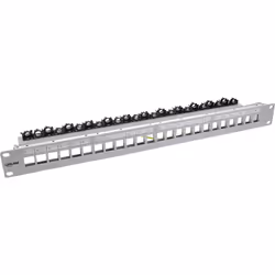 InLine Pannello patch a 24 vie, pannello vuoto Keystone, 19", 1U, grigio, Cat5, Cat6, Cat6a, Grigio, Montaggio a rack, 1U, Sc ...