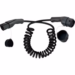 InLine Cavo per caricabatterie per auto EV a spirale 22kW Tipo2, trifase, 5m, Nero, Type 2, Type 2, Nero, Dritto, Dritto