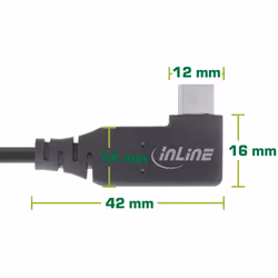 InLine Cavo USB4, USB-C, angolato singolo, PD 240W, 8K60Hz, TPE, nero, 1,5m