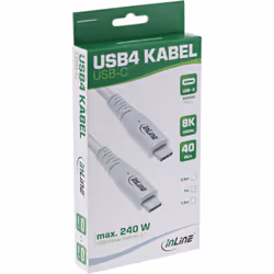 InLine Cavo USB4, USB-C maschio/maschio, PD 240W, 8K60Hz, TPE, bianco, 2m