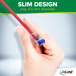 InLine Patchcord Slim, Cat.6A, S/FTP, TPE (LSZH), PoE, nero, 0,3m