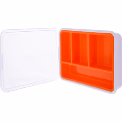 InLine Box portaminuteria, plastica trasparente. 180x140x40mm, 4 slot, arancio, Scatola per minuteria, Bianco, Arancione, Ger ...