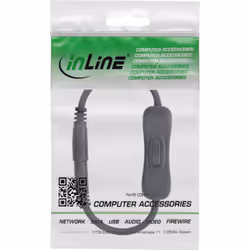 InLine Cavo DC con interruttore, maschio/femmina 5,5x2,5mm, AWG18, nero, 0,20m