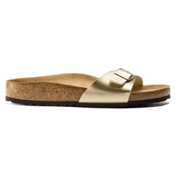 Sandali Birkenstock Madrid Bs Sretta per adulti, comodi e alla moda, in pelle e camoscio, colore giallo.