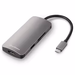 Sharkoon USB 3.0 Type C Multiport Adapter, USB 3.2 Gen 1 (3.1 Gen 1) Type-C, Grigio, MMC, SD, HDMI, USB 3.2 Gen 1 (3.1 Gen 1) ...
