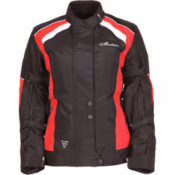 Modeka Janika Giacca tessile moto da donna, nero-rosso, dimensione 34 per donne