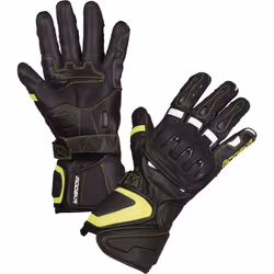 Modeka Daren Guanti moto, nero-bianco-giallo, dimensione S per uomo
