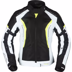Modeka Khao Air Giacca tessile da donna, nero-grigio-giallo, dimensione 44 per donne