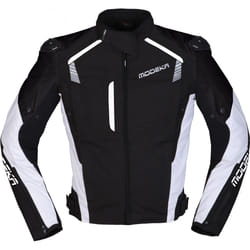 Modeka Lineos Giacca tessile moto, nero-bianco, dimensione XL per uomo