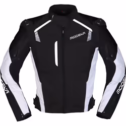 Modeka Lineos Giacca tessile moto, nero-bianco, dimensione XL per uomo