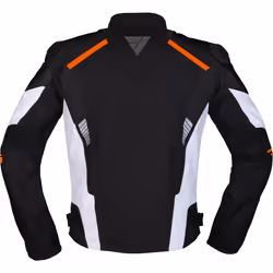 Modeka Lineos Giacca tessile moto, nero-bianco-arancione, dimensione M per uomo
