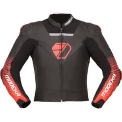 Modeka Yron Giacca in pelle moto, nero-rosso, dimensione 54 per uomo