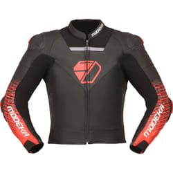 Modeka Yron Giacca in pelle moto, nero-rosso, dimensione 56 per uomo