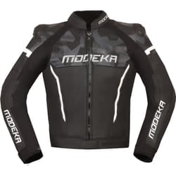 Modeka Valyant Giacca in pelle moto, nero-bianco, dimensione 56 per uomo