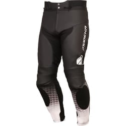 Modeka Yron Pantaloni in pelle da moto, nero-bianco, dimensione 54 per uomo