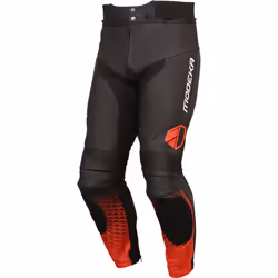 Modeka Yron Pantaloni in pelle da moto, nero-rosso, dimensione 52 per uomo