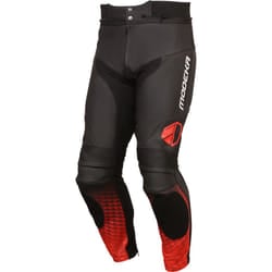 Modeka Yron Pantaloni in pelle da moto, nero-rosso, dimensione 56 per uomo