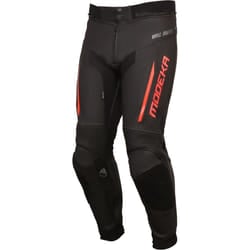 Modeka Valyant Pantaloni in pelle da moto, nero-rosso, dimensione 50 per uomo